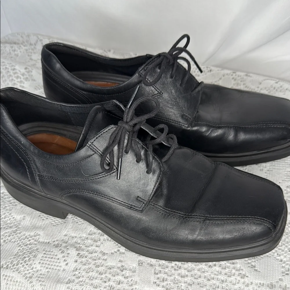 Ecco Helsinki 2 leather bike toe black derby dress shoes sz 9